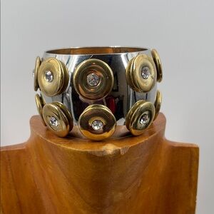 2.6.26-29 Geometric Goldtone, Silvertone, & Rhinestones Statement Bangle